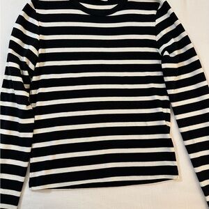 Zara Black and White Striped Long Sleeve Shirt